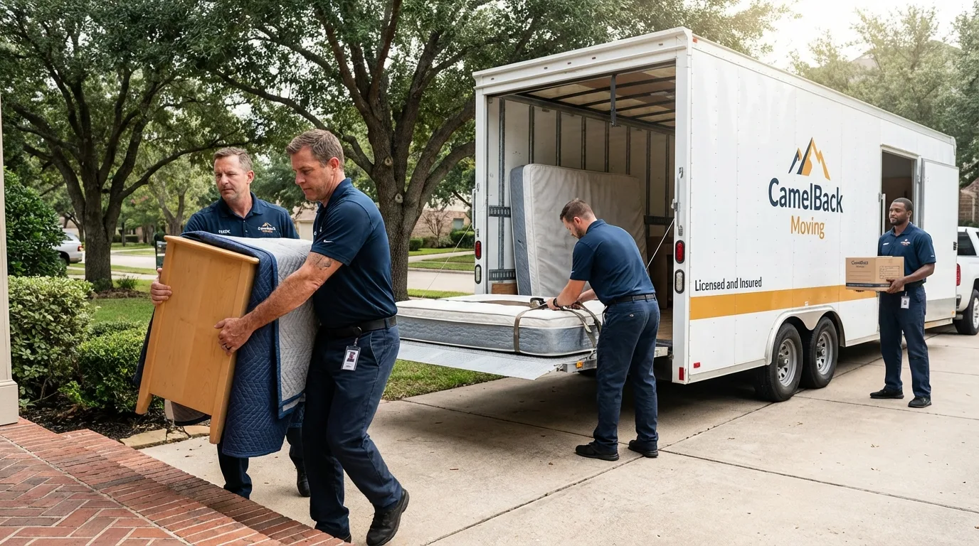 Crew loading residential truck for cross-state move from Alma, GA
